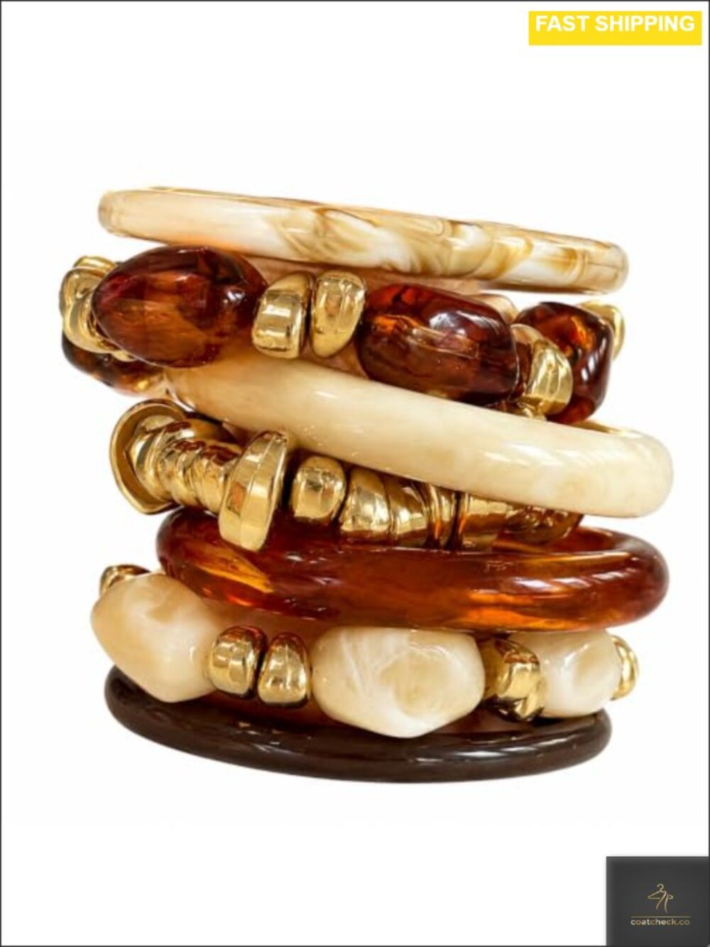 7 Pc Resin Bangle Bracelet Set Stackable Chunky Cuff Wrist Jewelry for Women